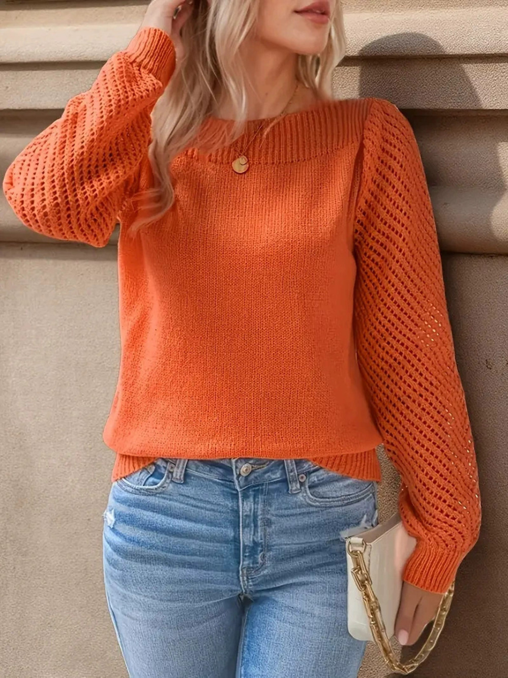 ZARA Spring Fall Solid Color Cutout Off Shoulder Pullover Knit Top Women